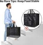 Bodaon 2-Pack Insulated Food Delivery Bag With Hard Bottom, XL Cooler Bags, Rideshare Delivery Bag, grocery bags Cold/Hot Styrofoam Carrier for Travel/Shopping/Catering/Car