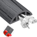 MYFAMIREA 10FT Floor Cord Cover for Wire Self Adhesive Cable Cavity Management PVC Extension Cord Hider Power Floor Wire Protector Prevent Cable Trips for Office Home Outdoor (Dark Gray Wood, 1.18'')