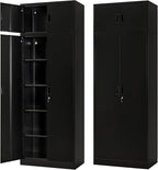 BESFUR Metal Storage Cabinet 87" H,Tall Locking Storage Cabinets with Top Cabinet and 4 Adjustable Shelves for Home Office, Garage,School, Apartment, Warehouse, Utility Room，Black