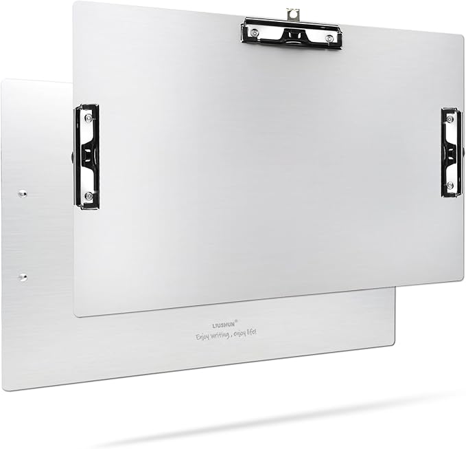 Three Clip Aluminum 11x17 Clipboard Metal Stainless Hangable Clipboards Art Pen Holder Extra Large Clip Board for Business Medical Professionals Workshop (Silver, A3-3Clip)