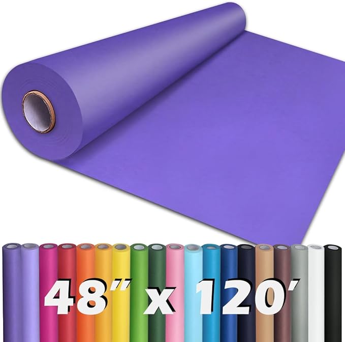 PerkHomy 48" x 1,440" (120') Purple Kraft Paper Roll for Craft Bulletin Board Paper Art Table Covering Crafting Gift Wrapping Bouquet Packing Parcel 80GSM 55LB (Purple, 48" x 120')
