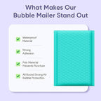 Teal 8.5x14.5 Inch Poly Bubble Mailers #3 | Self Seal Padded Envelopes | Air Cushioned Bubble Mailer | Usable Size 8.5x13.5 Inch | 100 Pack Bulk | Waterproof | Lightweight Mailing Shipping Bags