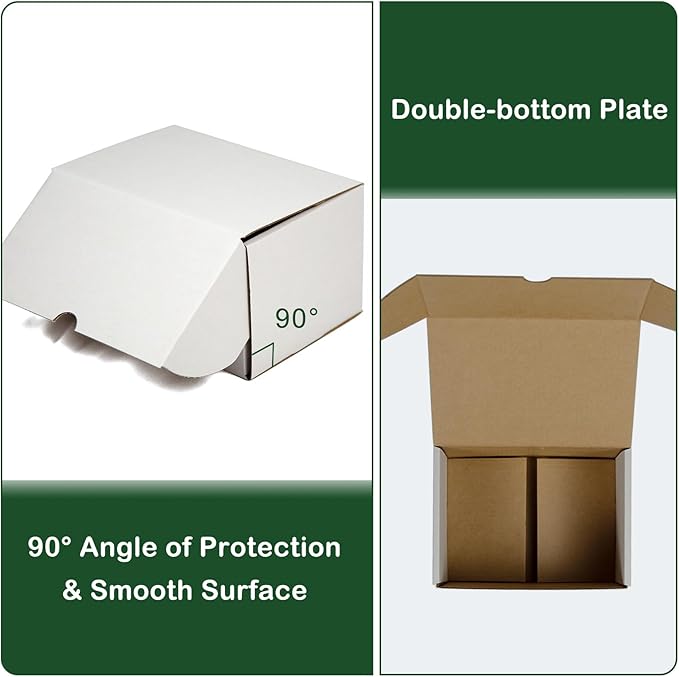 7x5x4 Inches Shipping Boxes Set of 25, White Corrugated Cardboard Box Literature Mailer for Packing Small Business
