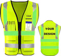 YOWESHOP High Reflective Visibility Safety Vest Custom Your Logo Safety Workwear with Reflective Strips and Pockets