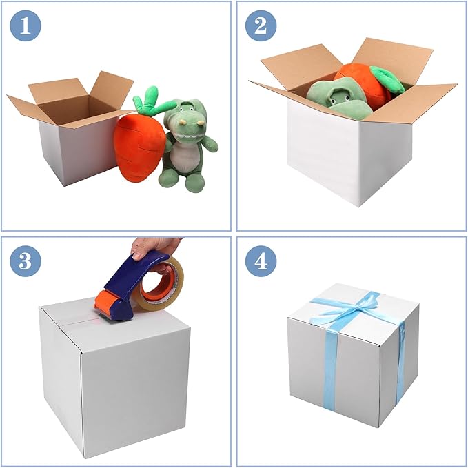 Hoikwo 8x8x8 Shipping Boxes Set of 25, White Corrugated Cardboard Box for Small Business for Packaging Mailing