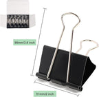 24pcs Binder Clips, 2 Inch Metal Paper Clips, Stationary Foldback Clips for School, Home Supplies, 12 per Box, 2 Boxes