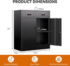 BESFUR 36" H Metal Storage Cabinet with 2 Lockable Drawers and 2 Lockable Doors, Black Locking Cabinet with Adjustable Shelf, Metal Cabinet for Home Office, Garage,School, Warehouse, Utility Room
