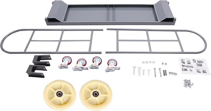 Gray Heavy Duty U-Boat Platform Truck Cart - 2000LBS Capacity 15.7x64.6in Steel Flatbed with 6 Casters, Foot Brake & Removable Handles for Warehouse/Storage Room