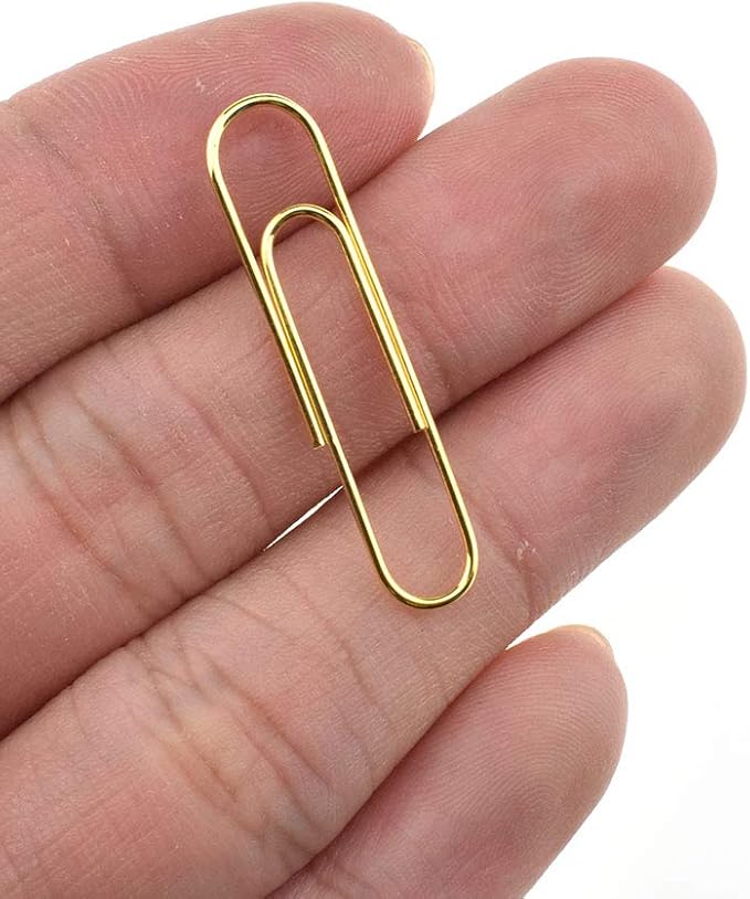 HAHIYO Paper Clips Sturdy 1.3 inches Length 180 Pack Paperclips Heavy Duty Tight Grip Rust Proof Reusable Metal Bright Gold for Home Office School