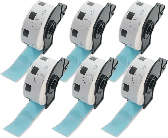 BETCKEY - 1 Inch Large Round Labels Replacement for Brother DK-1218 (0.94 in Dia), Compatible with Brother QL Label Printers [6 Rolls/6000 Labels, Light Blue]