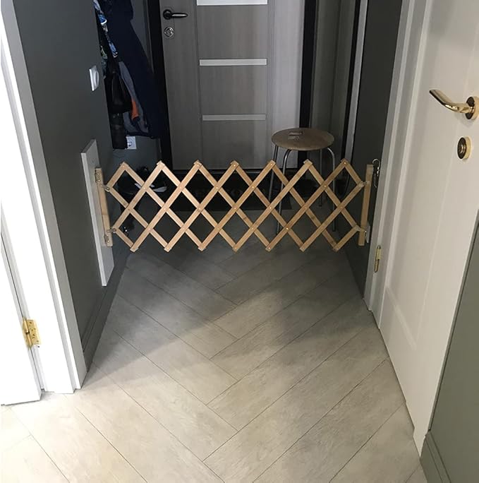 43-inch Wide 18-inch Tall Dog Gate Wood Pet Gate for House Doorway Stairs Patio Yard Puppy Foldable Fence Fences for Dogs Indoor