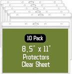 10 Pack Sheet Protectors，8.5" x 11" Waterproof Resealable Zip Wall Sign Holder Page Protectors Clear Photo Plastic Sleeves, Duty Work Pocket Hanging Sheet Protectors (Horizontal, 10 Pack)