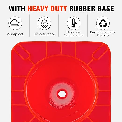 Traffic Safety Cones 18 Inch 6 Pack - Orange Road Parking Cones with Reflective Collars, Heavy Duty PVC Construction Cone Structurally Stable for Road Parking, Traffic Control, Driveway