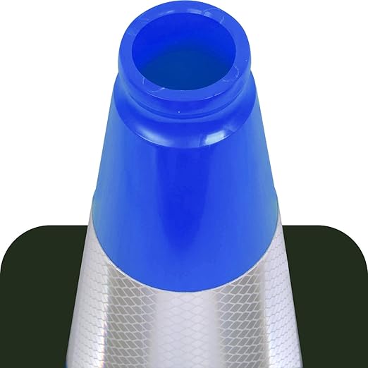 Fluorescent Orange/Green PVC Traffic Cones, Heavy Black Base Parking Lot Cone Structurally Stable Weatherproof Road Construction Safety Cones (8, Blue, 18" Medium)