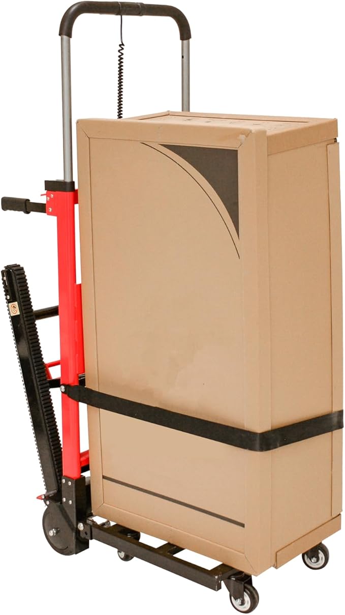 LINE2design Electric Hand Truck Dolly - 441 lb Capacity 160W Motor - Folding Motorized Climber Cart with Safety Strap, Rechargeable Battery - Move Appliances, Furniture - USA