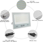 2 Pack 100W LED Flood Lights Outdoor,10000LM Super Bright Work Light,6000k Daylight White Floodlights with Plug,IP66 Waterproof Exterior Security Lights for Playground,Garage,Yard,Backyard