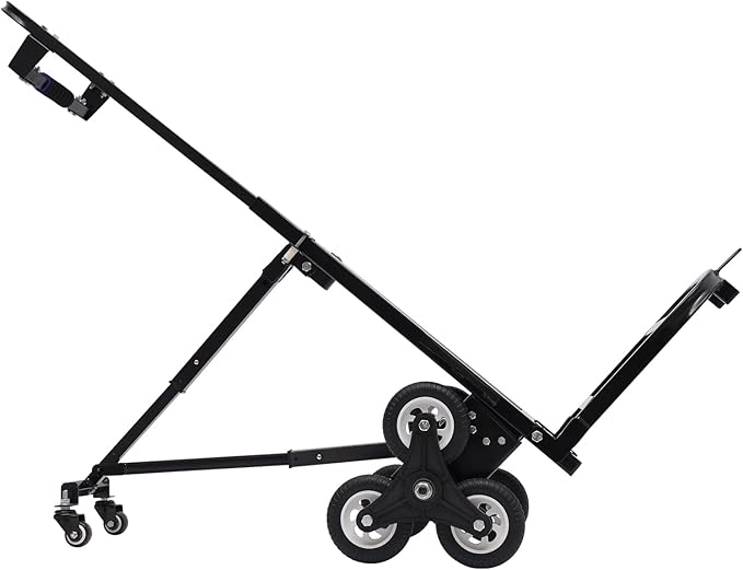 Stair Climbing Cart, Foldable Hand Truck with 6+2 Wheels, Stair Climber Hand Truck, Black 460lbs Heavy Duty Dolly Cart with Adjustable Height for Goods Warehouses Airports