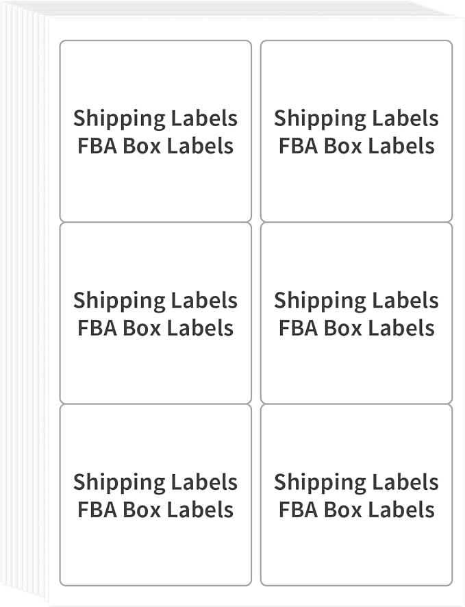 FungLam Printable Sticker Paper, 3-1/3" x 4" Shipping Address Labels 3000 Blank Mailing Labels for Laser & Inkjet Printers, 6 per Page Label Stickers, 500 Sheets