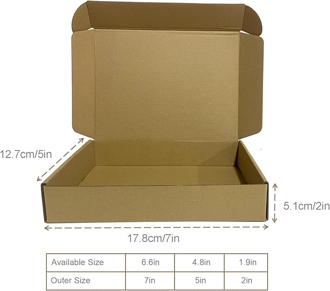 7x5x2 Inch Set of 50 Pack Brown Corrugated Shipping Boxes - Cardboard Boxes for Mailing, Packing and Literature Mailer Boxes, Small Business Mailing Boxes Bulk