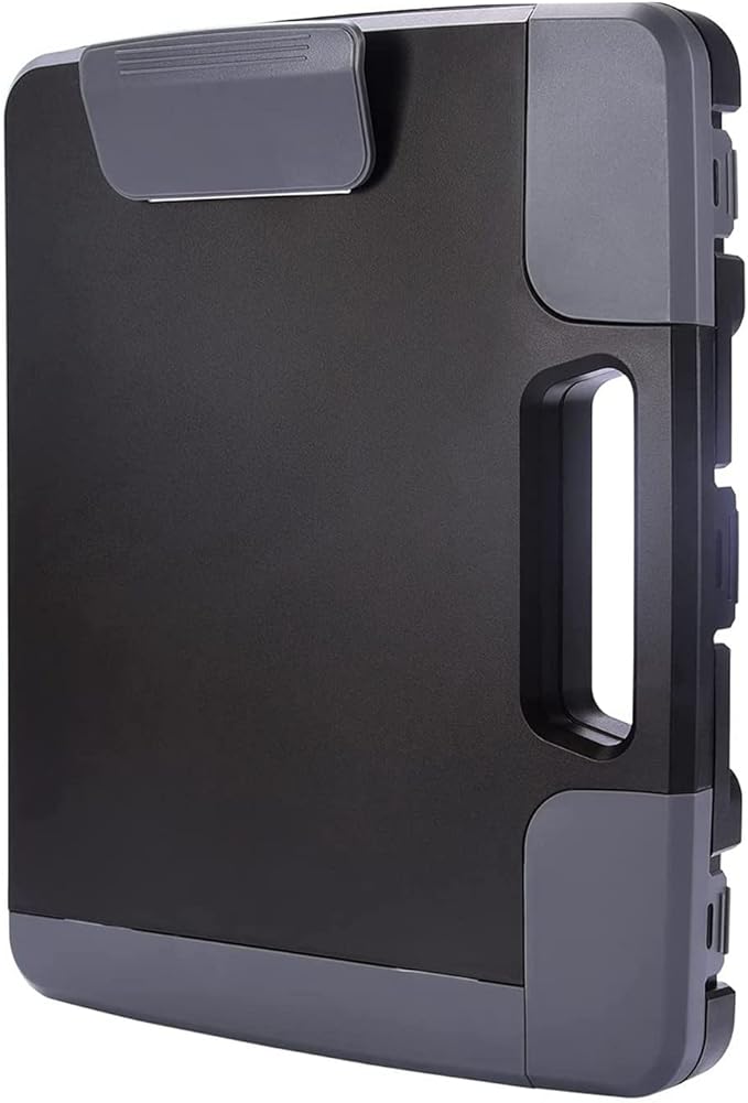 Plastic Storage Clipboard with Handle – Heavy Duty Clipboard, Portable Side-Opening Organizer Case for Letter/Legal Size Paper (14.5”x12”x1.75”) – Office, School, Construction & Outdoor Use