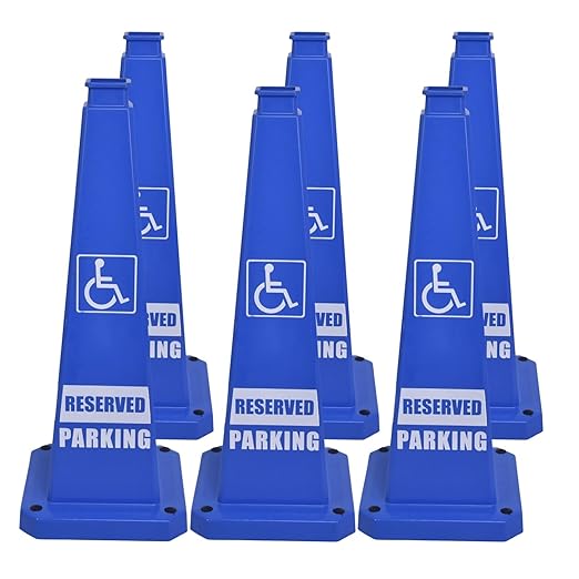 BESEA Reserved Parking Cone 6 Pack, 28" No Parking Sign Cone with Weighted Base, Blue 4-Sided “ Reserved Parking” Warning Cone for Driveways Business Parking Lots Garages Indoor/Outdoor