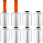Jutom 8 Pcs Clear Stretch Wrap Roll Plastic Wrap for Moving with 2 Handles 5" x 1000 ft Cling Packaging Shrink Film Self Adhering Shipping Supply for Moving Bounding Storing Pallet Furniture (Orange)