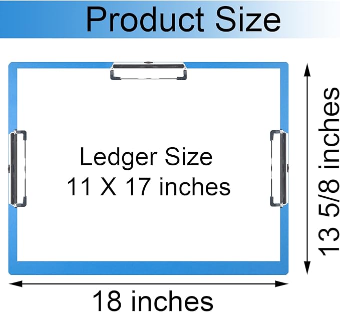 Acocony 11x17 Clipboard Three Clip Super Tough Extra Large Clipboard PP Plastic Not Fragile 11 x 17 Clipping Board Blue Pack of 1