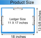 Acocony 11x17 Clipboard Three Clip Super Tough Extra Large Clipboard 11 x 17 PP Plastic Not Fragile Blue Pack of 2