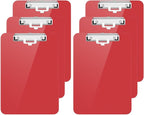 Hongri Plastic Clipboard with Pen Holder, Red 8.5x11 Letter Size Clip Board for Classroom, Office, Students, Nurses and Women, Low Profile Clip, Size 12.5 x 9 in(Pack of 6)