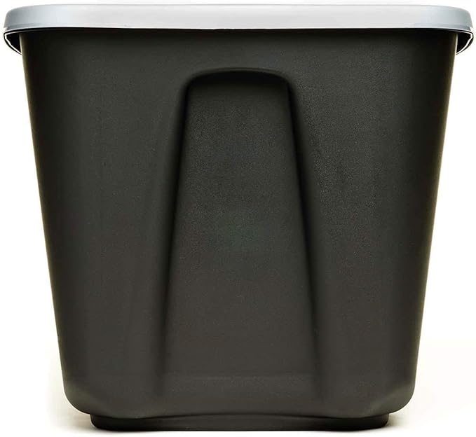 HOMZ Durable Molded Bin, Plastic Storage Container with Lid, 18 Gallon, Black/Gray - Stackable Organizer Totes and Boxes for Bedroom, Kitchen, and Garage Organization