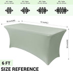 Obstal 6 Pack Stretch Spandex Table Covers for 6 Foot Tables - 6 FT Rectangular Fitted Tablecloth Protector for Wedding, Banquet, Party (Sage Green, 72'' Length x 30'' Width x 30'' Height)