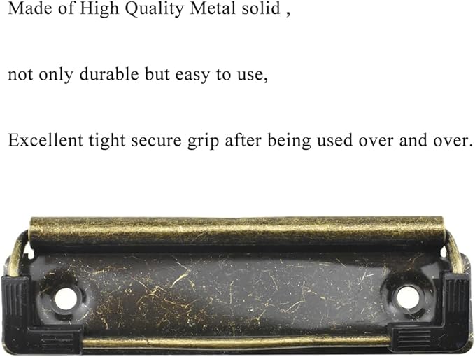 HAHIYO 3.94 Inches Vintage Bronze Metal Mountable Clipboard Clips - 6 Pack, Durable Spring Loaded Clip with Rubber Grips and Rivets Document File Wood Plastic Clip Board for Office School Home