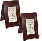 SmartSign (2-Pack) Premium Bilingual 'Caution Wet Floor' Wooden A-Frame Standing Floor Sign, 2-Sided, 24" x 15", Hardwood Pine Frame, 120 mil Silver ACM Sign, Black on Silver, USA-Made