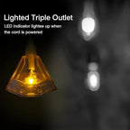3-Outlets Indoor Outdoor Extension Cord Weatherproof with Lighted End, UL Listed, 14 Gauge 30FT Black 3 Prong Heavy Duty, 14/3 SJTW 15A Power Cord