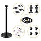 LOVMOR 6PCS Stanchion Post, Crowd Control Barriers, 5 ft Black Velvet Rope Red Carpet Ropes and Poles, Stainless Steel Gold Stanchions Used for Theaters, Parties, Wedding, Exhibition