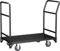 Platform Truck Cart, 37.2"x31"x45.6" Heavy Duty Push Cart Dolly, 2100lbs Capacity Flatbed Carts with Front Handle and Rear Guardrail, Industrial Carts for Warehouse and Garage, Black