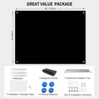 Magnetic Glass Dry Erase Board White Board Wall Mounted Whiteboard, Large Frameless White Board (Glassboard Black, 48" W x 36" H)