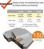 150 Pack 11.125x8.625x2'' Small Shipping Boxes, Corrugated Cardboard Mailers for Business, White (CM1182-150)