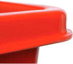 Global Industrial 6 Bushel Plastic Bulk Box Truck, Direct Mount Base, 500 lbs. Capacity, 3" Non-Maring Rubber Casters, Red, 33-2/5"L x 23" W x 24-1/2"H