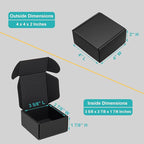 Mcfleet 4x4x2" Black Shipping Boxes - Corrugated Cardboard Mailing Box Packaging for Small Business - Tab Locking Literature Mailer Flat Empty Gift Packing Supplies 24 Pack