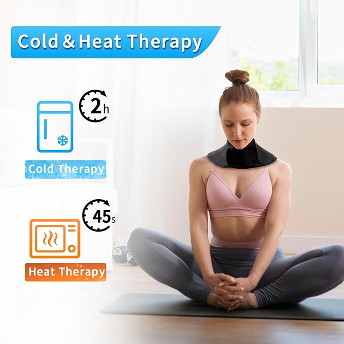 Neck Ice Pack Wrap Reusable Gel Ice Packs for Cervical Injuries Pain Relief, Flexible Cold Hot Compress Therapy for Shoulder Swelling, Bruises, Stiff Neck, Migraine, Surgery Recovery