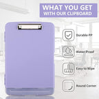 SFLHHDM Clipboard with Storage, Clip Boards 8.5x11, Plastic Clipboard with Pen Holder, Purple Clipboards, Clip Board Folder for Women Teachers Work, School & Office Supplies