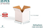 White 7x7x7 inches Shipping Boxes, Corrugated Cardboard 7x7 Box for Small Business Mailing, Packaging and Storing, 25 Pack