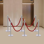 6 PCS Stanchions and Velvet Ropes Set, Hollow Base with Stainless Steel Post&4 Red Velvet Ropes, Crowd Control Barriers for Party Supplies, High-end Venues, Museums