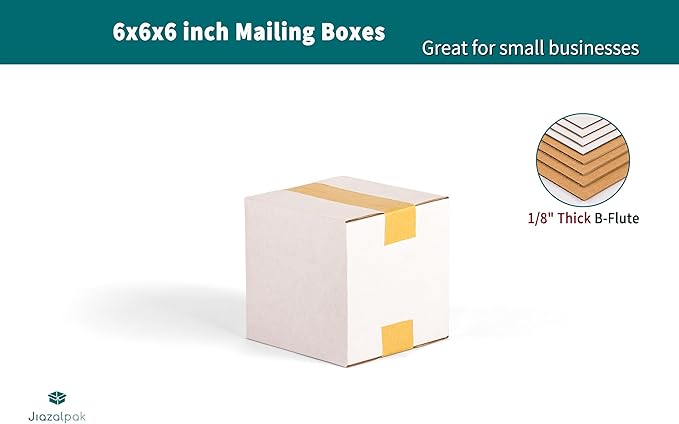 White 6x6x6 inches Shipping Boxes, Corrugated Cardboard 6x6 Box for Small Business Mailing, Packaging and Storing, 15 Pack