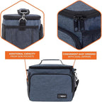 opux Insulated Lunch Bag for Men Women, Soft Lunch Box for Office Work School Picnic, Leakproof Lunch Cooler Bag with Shoulder Strap for Kid Adult Boy Girl, Medium Lunchbox Lunch Tote (Heather Navy)
