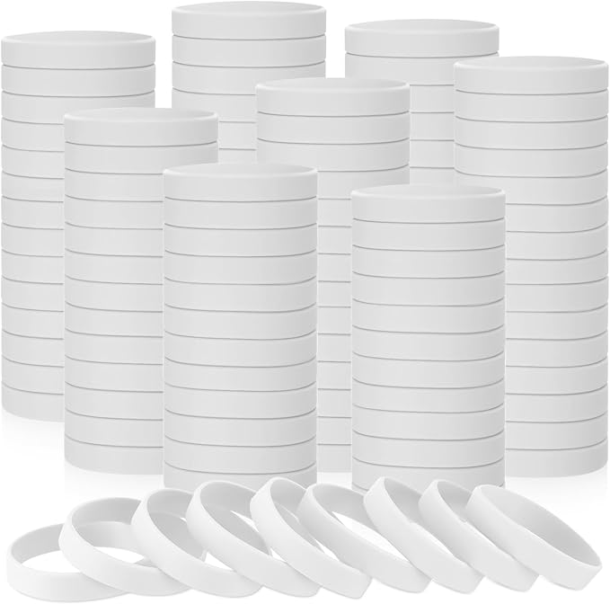 Liliful 100 Pcs Silicone Rubber Wristbands Rubber Wristband Bracelet Bands for Silicone Wristbands for Women Men(White)