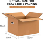 Large Moving Boxes with Handles Heavy Duty, 12 Pack 20" x 20" x 15" Double Corrugated Packing Boxes for Moving Shipping Storage (20"x 20"x 15"(with Handle))