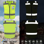 TCCFCCT Construction Vest 5 Pockets Reflective Safety Vest for Men Women, High Visibility Work Vest with Tabs for Walkie-talkie, Durable to Use, Meets ANSI/ISEA, T5-Yellow, S