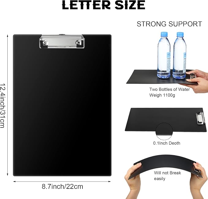 30 Pieces Clipboards, Plastic Clipboards with Low Profile Clip A4 Letter Size Cute Clip Boards Holds 100 Sheets for Home Office Classroom Supplies, 12.4 x 8.7 Inch (Chic Style)